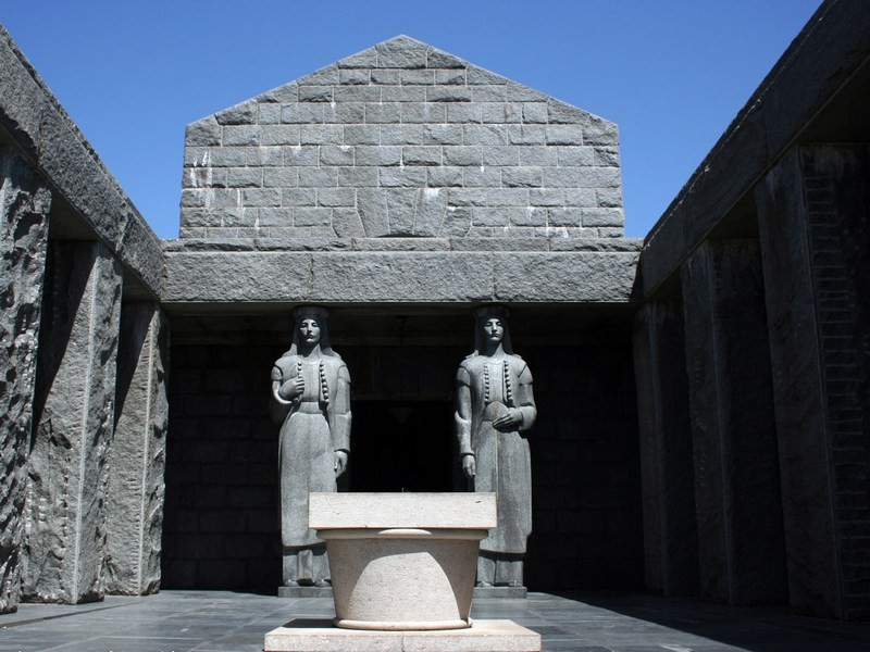 caryatides in mausoleum of njegos