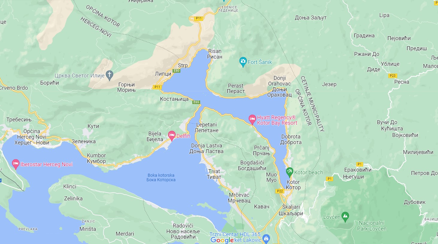 Bay of Kotor Map